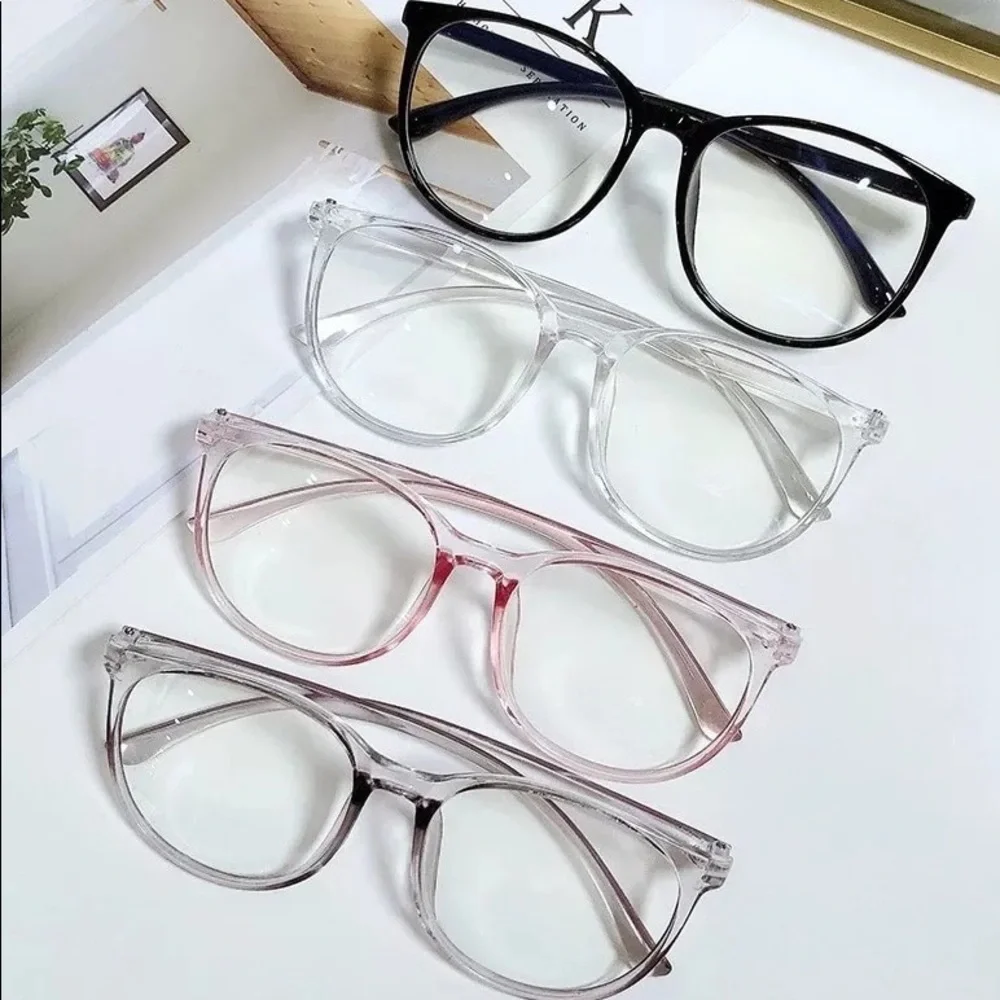 Glass frames optical transparent blue light blocking glasses computer round